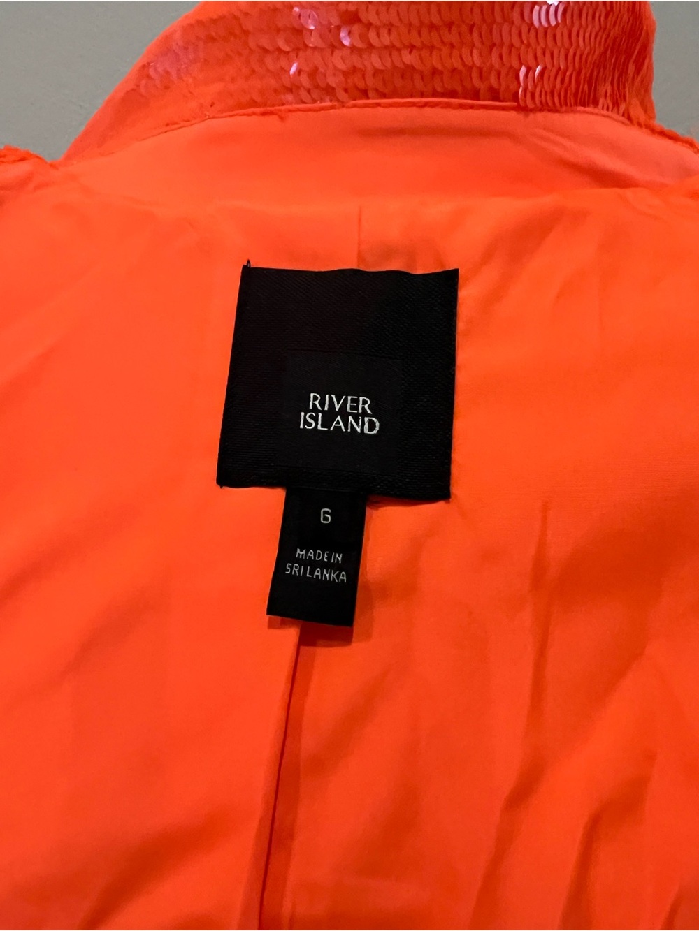 River Island Orange Sequin-Detail Women's Blazer Coat Size 6 NEW - Picture 5 of 6